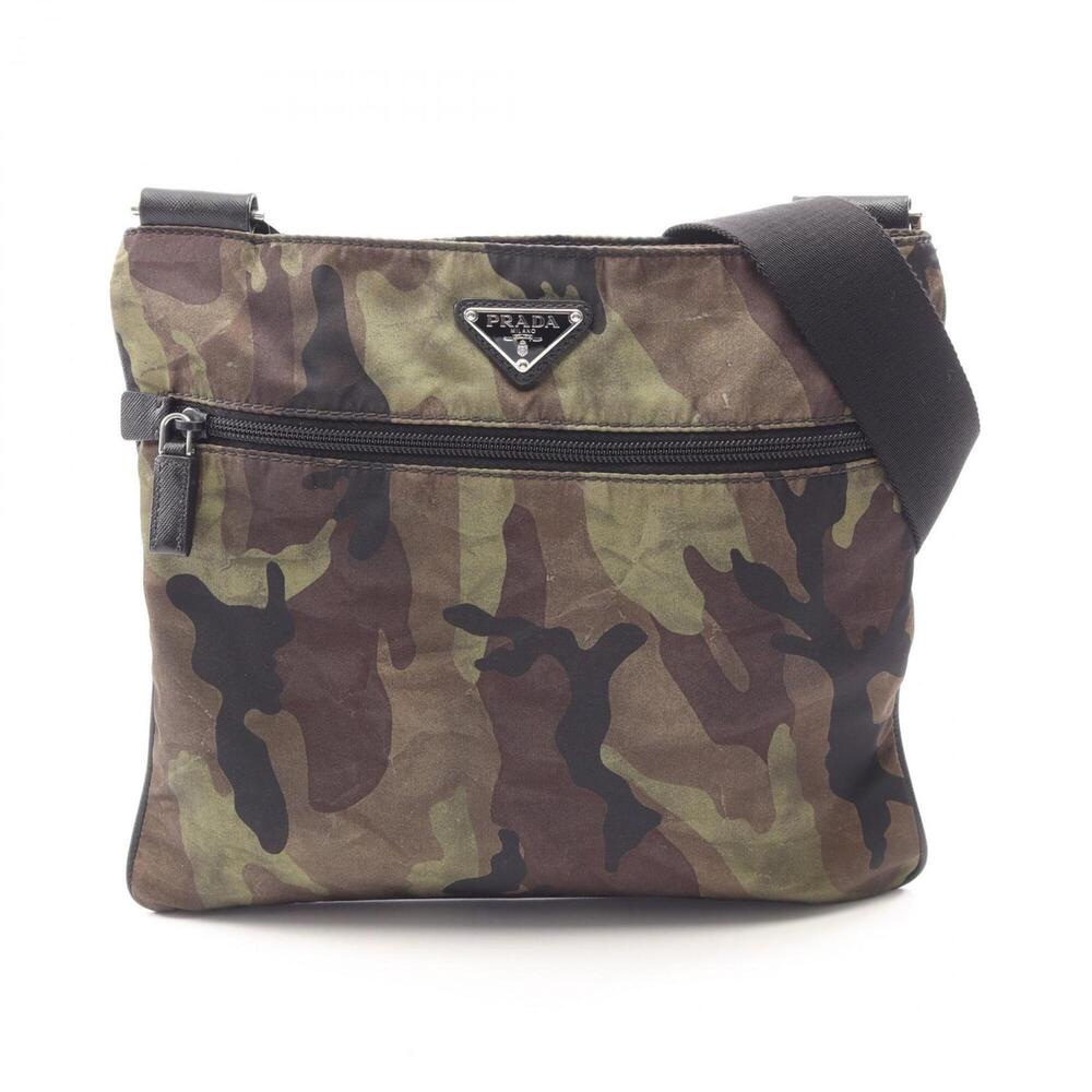 Prada TESSUTO CAMOUFL Shoulder Bag/Handbag, Nylon & Saffiano Leather, Women's...